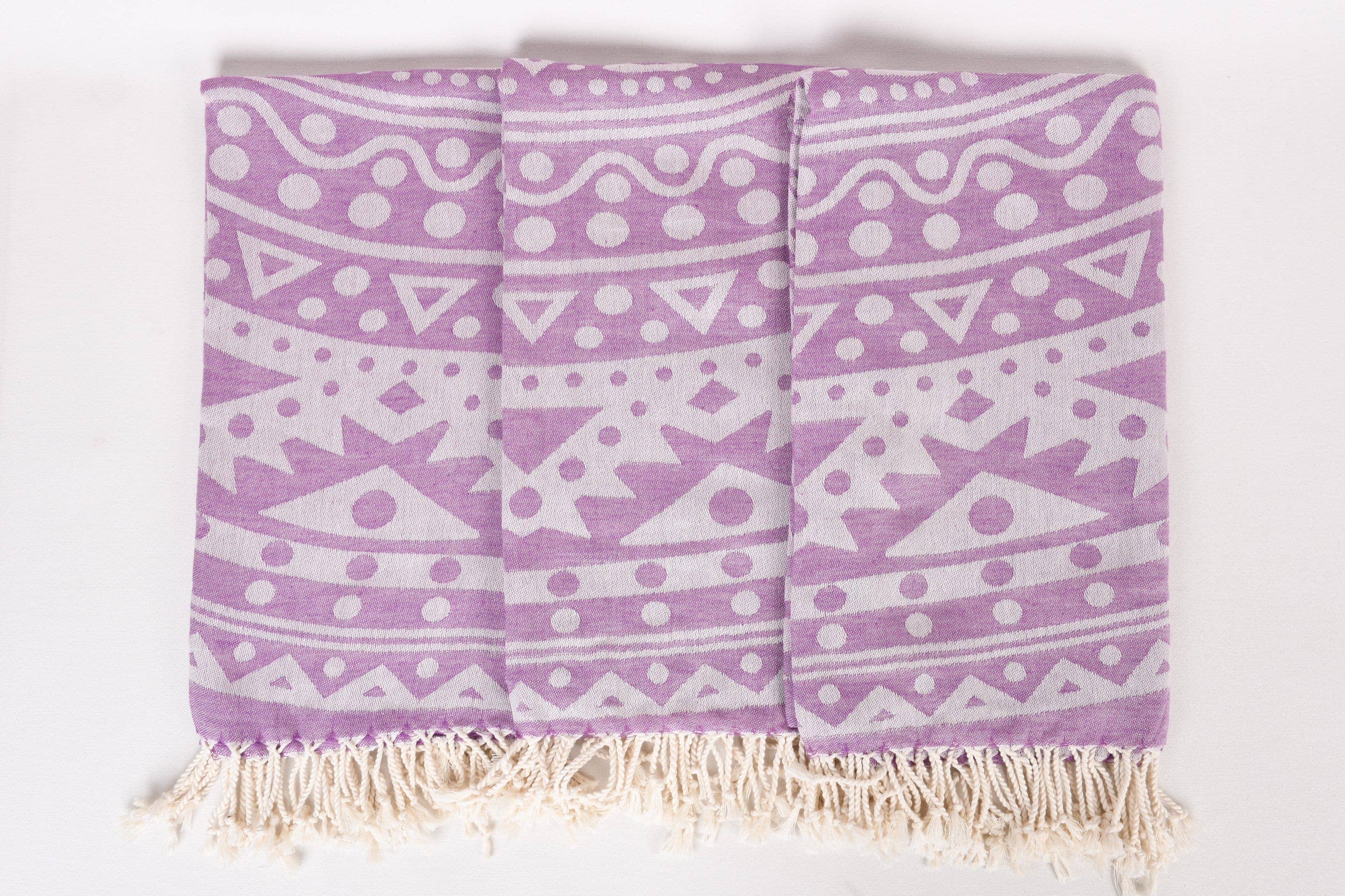 Purple Circle Print Beach Towel