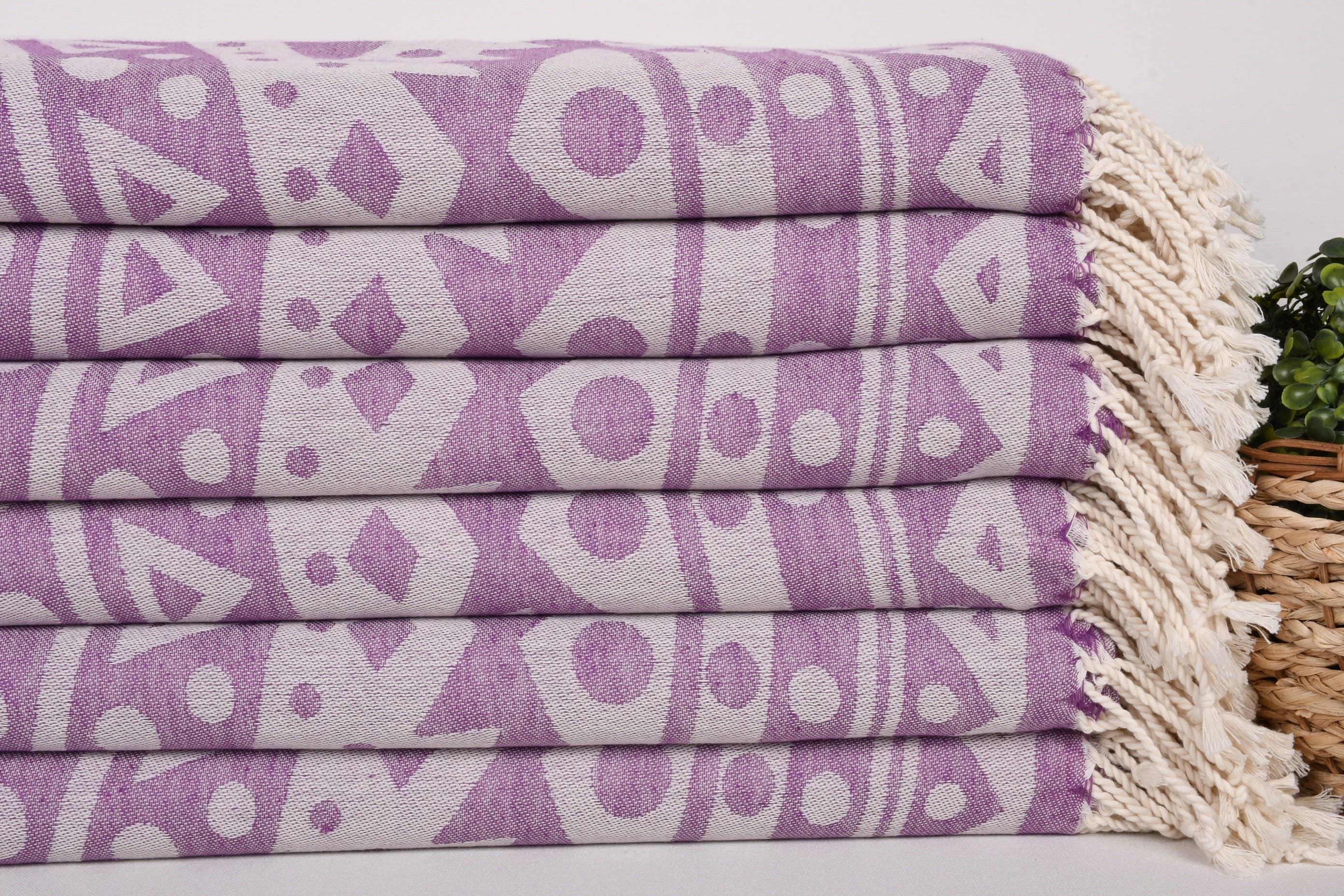 Purple Circle Print Beach Towel