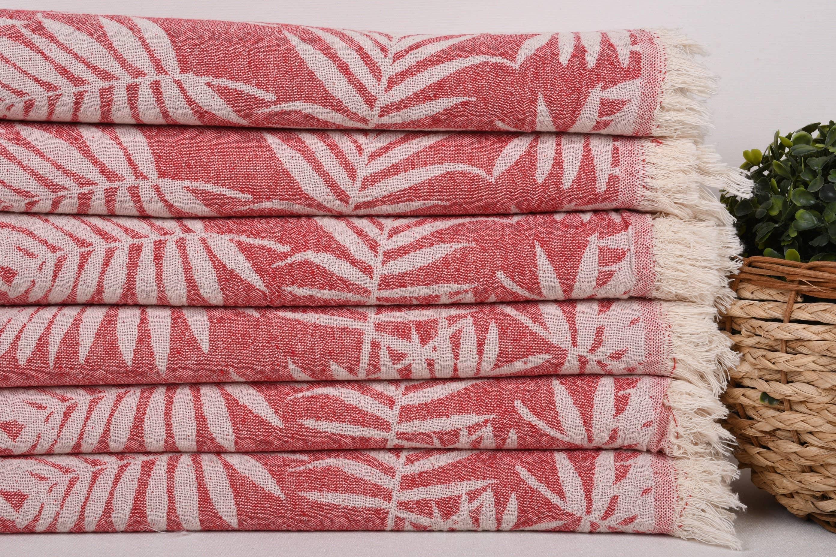 Red Leaf Floral Patterned