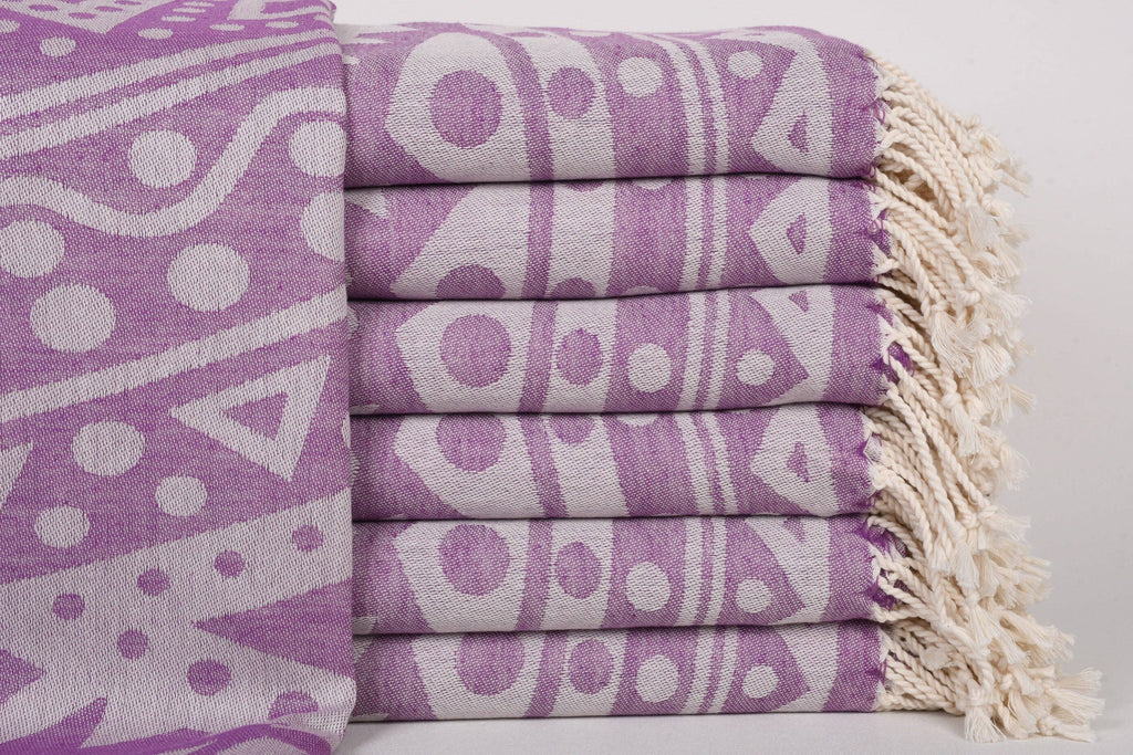 Purple Circle Print Beach Towel