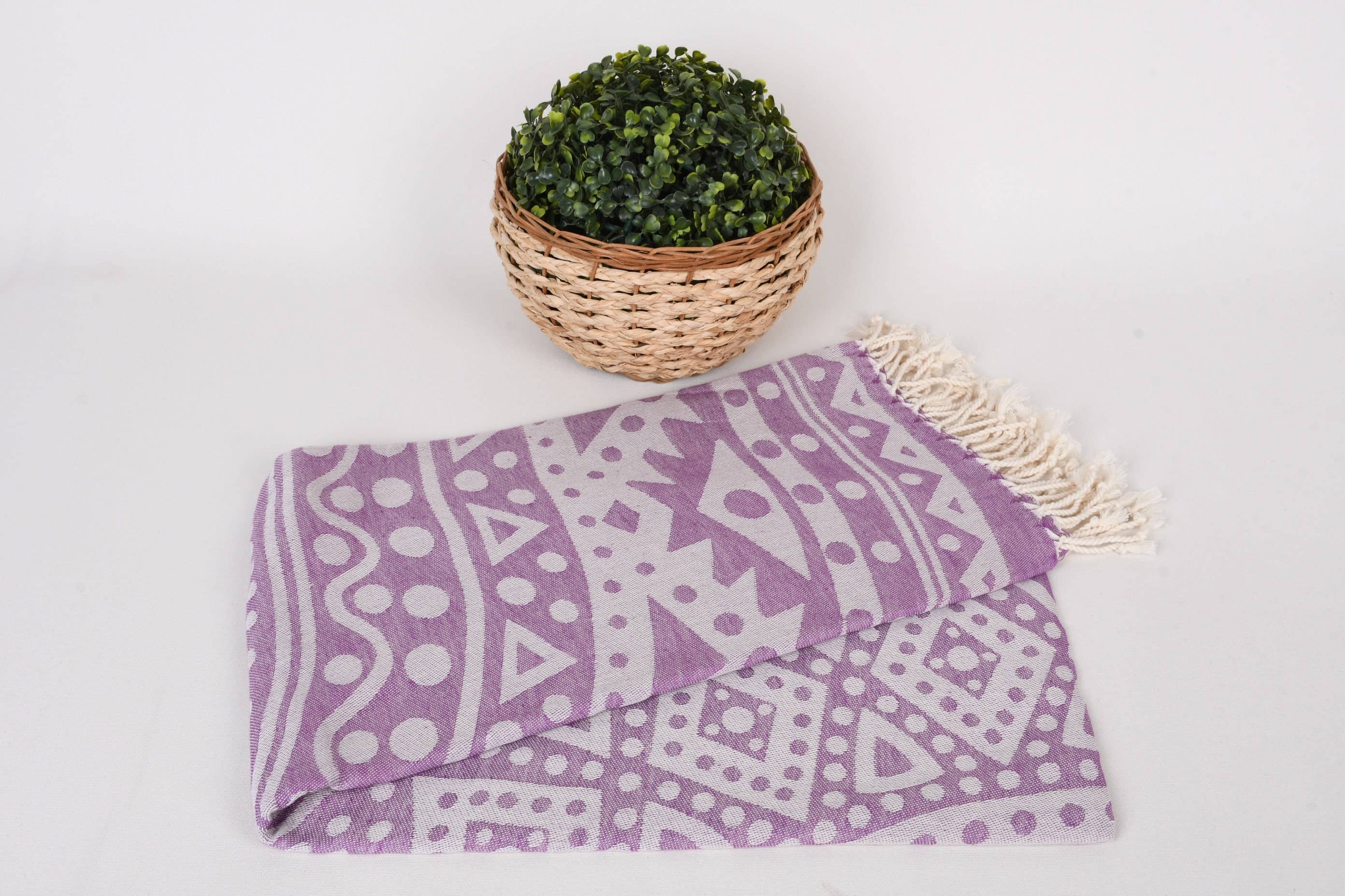 Purple Circle Print Beach Towel