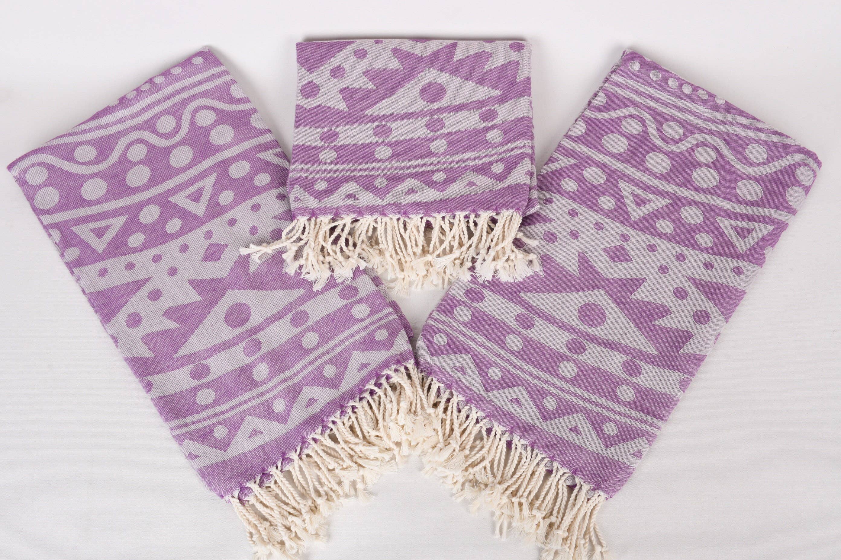 Purple Circle Print Beach Towel
